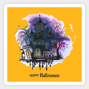 Happy Halloween Black House Magnet